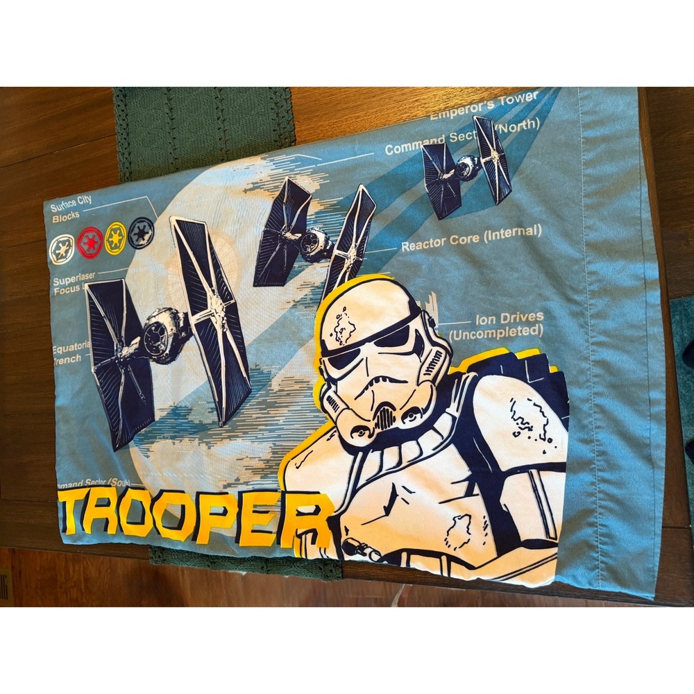 Star Wars Darth Vader Stormtrooper Reversible Pillowcase TIE Fighter Blue